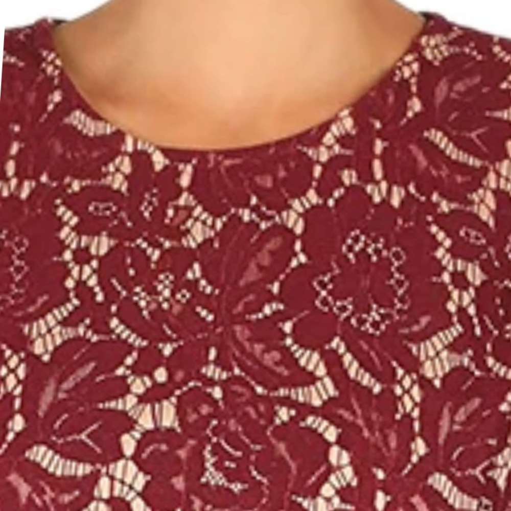 Donna Ricco Lace pattern A-Line Dress size 10
Burgundy And nude - Picture 10 of 12